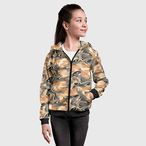 Детская толстовка на молнии Абстракция - закрученный узор / 3D-Черный – фото 4
