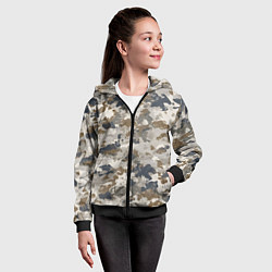 Толстовка на молнии детская Светлый камуфляж, цвет: 3D-черный — фото 2