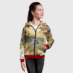 Толстовка на молнии детская Золотистый камуфляж, цвет: 3D-красный — фото 2