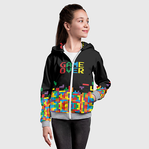 Детская толстовка на молнии Game over / 3D-Меланж – фото 4