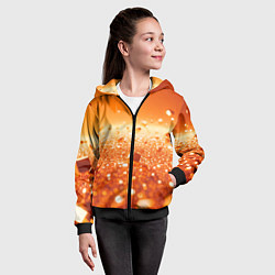 Толстовка на молнии детская Оранжевые блестящие частицы текстура, цвет: 3D-черный — фото 2