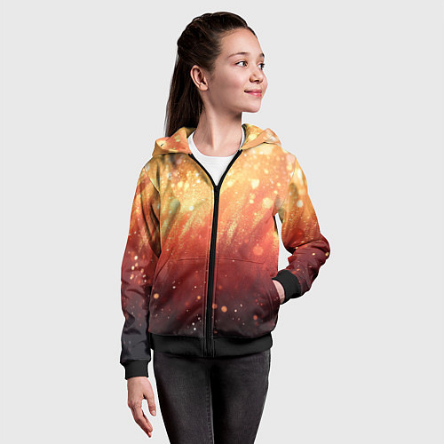 Детская толстовка на молнии Желто-красная текстура блестящая / 3D-Черный – фото 4