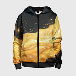 Толстовка на молнии детская Золотистая материя на черном фоне, цвет: 3D-черный