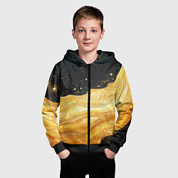 Толстовка на молнии детская Золотистая материя на черном фоне, цвет: 3D-черный — фото 2