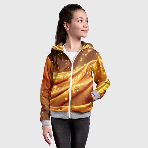 Детская толстовка на молнии Золотая ткань с блестками / 3D-Меланж – фото 4