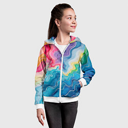 Толстовка на молнии детская Абстрактные волны в мраморном стиле, цвет: 3D-белый — фото 2