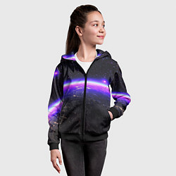 Толстовка на молнии детская Планета и неоновое свечение, цвет: 3D-черный — фото 2