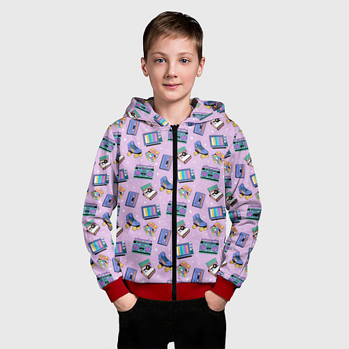 Детская толстовка на молнии Ретро паттерн / 3D-Красный – фото 3