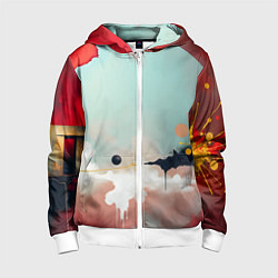 Толстовка на молнии детская Сюрреалистичная абстракция, цвет: 3D-белый