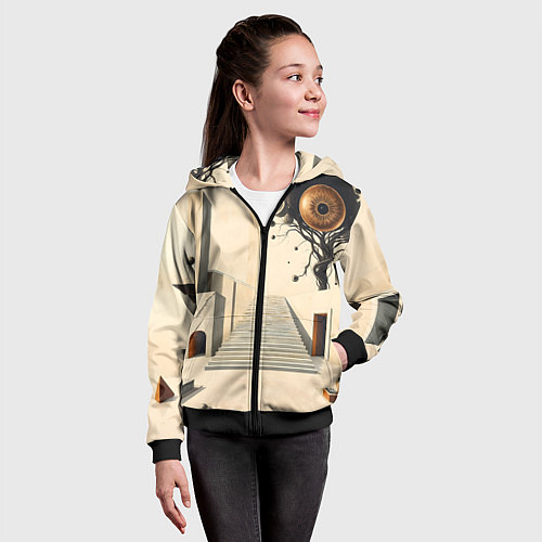 Детская толстовка на молнии Архитектурный сюр / 3D-Черный – фото 4