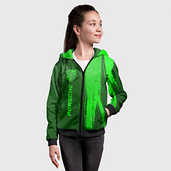 Толстовка на молнии детская Porsche - green gradient по-вертикали, цвет: 3D-черный — фото 2
