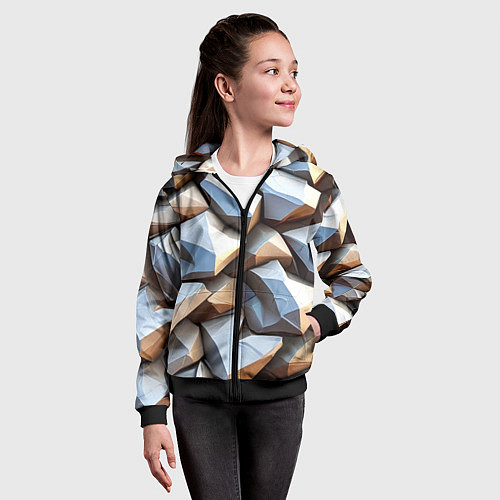 Детская толстовка на молнии Каменно металлическая абстракция / 3D-Черный – фото 4