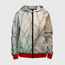 Толстовка на молнии детская Прожилки листика, цвет: 3D-красный