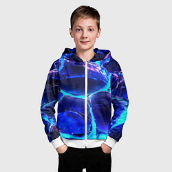 Толстовка на молнии детская Объемные плиты в неоновом свечение, цвет: 3D-белый — фото 2