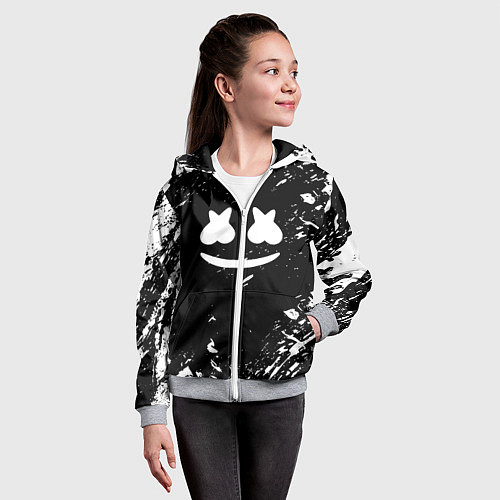 Детская толстовка на молнии Marshmello брызги красок / 3D-Меланж – фото 4