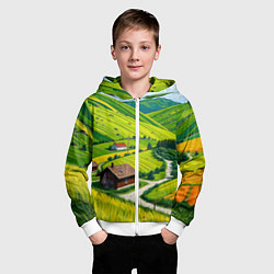 Толстовка на молнии детская Русская душа и поле, цвет: 3D-белый — фото 2