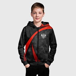 Толстовка на молнии детская Герб России - черный камуфляж, цвет: 3D-черный — фото 2