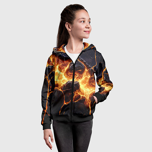Детская толстовка на молнии Золотая лава текстура / 3D-Черный – фото 4
