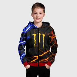 Толстовка на молнии детская Monster energy storm, цвет: 3D-красный — фото 2