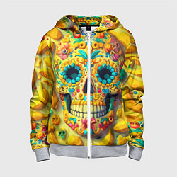 Детская толстовка на молнии Красочный летний паттерн с черепом - нейроарт