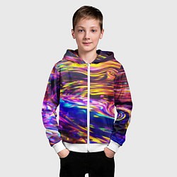 Толстовка на молнии детская Неоновые полосы текстура, цвет: 3D-белый — фото 2