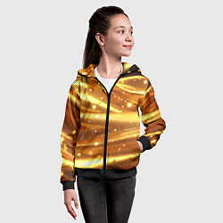 Толстовка на молнии детская Золотая ткань с блестками, цвет: 3D-черный — фото 2