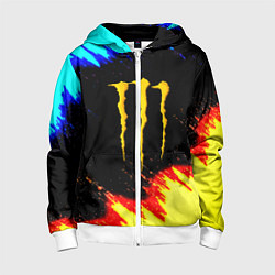 Детская толстовка на молнии Monster energy огненные краски