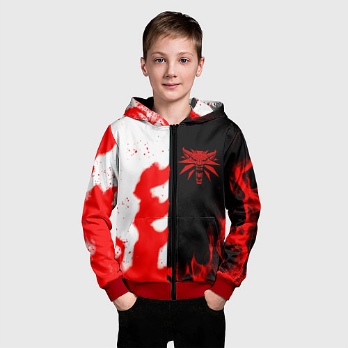 Детская толстовка на молнии Ведьмак огненный / 3D-Красный – фото 3
