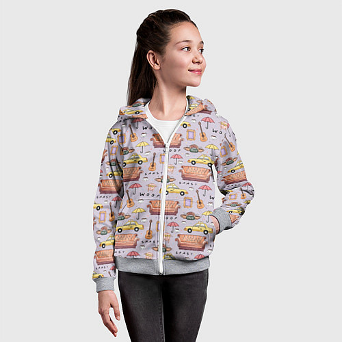Детская толстовка на молнии Друзья - паттерн / 3D-Меланж – фото 4