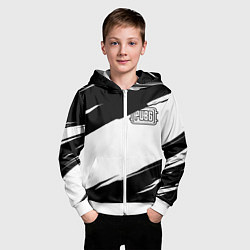 Толстовка на молнии детская PUBG черно белые краски, цвет: 3D-белый — фото 2