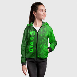 Толстовка на молнии детская GTA 6 - green gradient по-вертикали, цвет: 3D-черный — фото 2