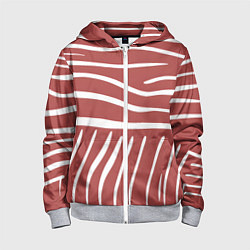 Толстовка на молнии детская Полоски красной зебры, цвет: 3D-меланж
