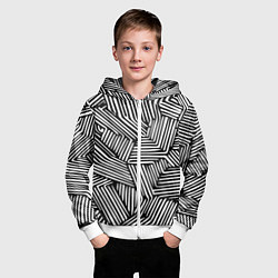 Толстовка на молнии детская Минималистичный черно белый паттерн в линию, цвет: 3D-белый — фото 2