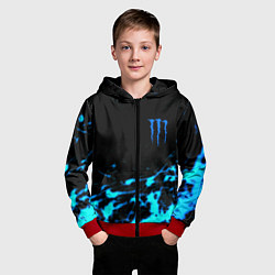 Толстовка на молнии детская Monster energy голубые краски, цвет: 3D-красный — фото 2