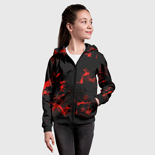 Детская толстовка на молнии Color red black / 3D-Черный – фото 4