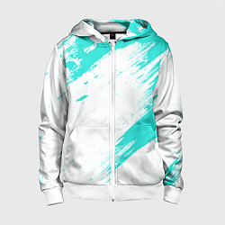 Толстовка на молнии детская Color white light blue, цвет: 3D-белый