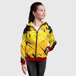Толстовка на молнии детская Желтая краска на черном фоне, цвет: 3D-красный — фото 2
