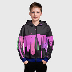 Толстовка на молнии детская Фиолетовая текстура на черном фоне, цвет: 3D-синий — фото 2