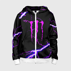 Толстовка на молнии детская Monster energy neon storm, цвет: 3D-белый