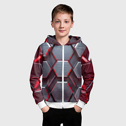 Толстовка на молнии детская Бордовый бронежилет, цвет: 3D-белый — фото 2