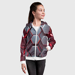 Толстовка на молнии детская Бордовый бронежилет, цвет: 3D-белый — фото 2