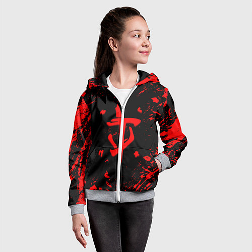 Детская толстовка на молнии Doom красные краски / 3D-Меланж – фото 4