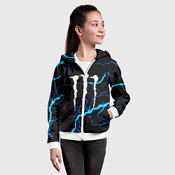 Толстовка на молнии детская Monster energy неоновые молнии, цвет: 3D-белый — фото 2