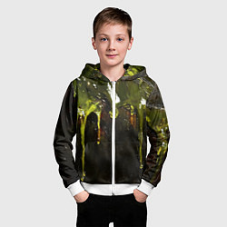 Толстовка на молнии детская Зеленая грязная текстура, цвет: 3D-белый — фото 2