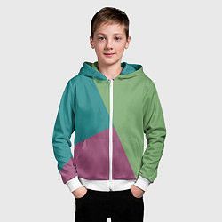 Толстовка на молнии детская Сине-зелёно-розовый тёмный трёхцветный, цвет: 3D-белый — фото 2