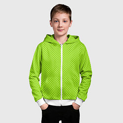 Толстовка на молнии детская Салатовый паттерн в мелкий квадратик, цвет: 3D-белый — фото 2