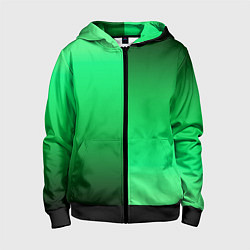 Толстовка на молнии детская Чёрно-зелёный градиент пополам, цвет: 3D-черный