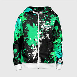 Детская толстовка на молнии Geely на фоне брызг граффити