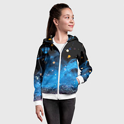 Толстовка на молнии детская Синяя текстура бокке, цвет: 3D-белый — фото 2