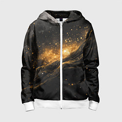 Детская толстовка на молнии Золотистое сияние на черной текстуре